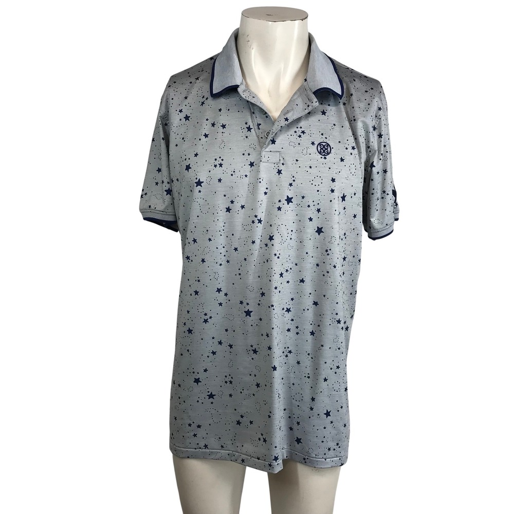 G/FORE Mens Star Constellation Golf Polo Shirt Grey Navy Blue‎ Size Large L